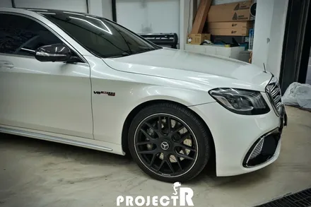 벤츠 S클래스 전체 랩핑, S63 AMG 유광 화이트 자동차 랩핑, 부천 상동 프로젝트알 / 부천 원미구 상동