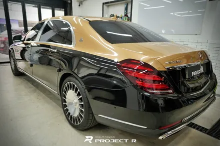 벤츠 S560 마이바흐 투톤 랩핑, 3M 유광 골드 메탈릭 시공, 부천랩핑 프로젝트알 / 부천 원미구 상동