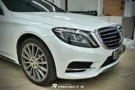 부천 벤츠 S클래스 S350d 전체랩핑, 비닐프로그 유광 화이트펄 재시공, 프로젝트알 / 부천 원미구 상동