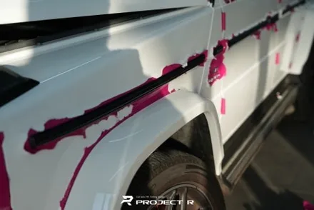 벤츠 지바겐 G63 AMG 부천 고광택 전체 랩핑, 비닐프로그 루즈 핑크 재시공 / 부천 원미구 상동
