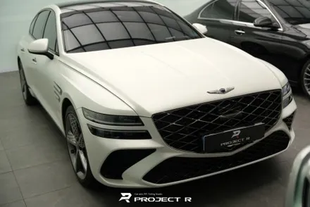 제네시스 G80 전체 랩핑, 3M 사틴 화이트펄 시공, 부천 자동차랩핑 프로젝트알 / 부천 원미구 상동