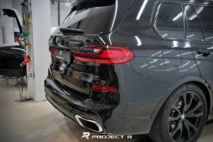 BMW X7 유광블랙 전체랩핑, 크롬죽이기 포인트 랩핑, 부천 프로젝트알 / 부천 원미구 상동