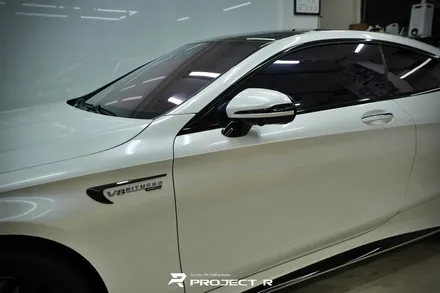 벤츠 S63 AMG 쿠페 에이버리 화이트펄 전체랩핑, 크롬죽이기 시공, 부천랩핑 프로젝트알 / 부천 원미구 상동