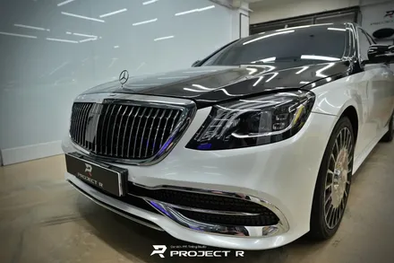 벤츠 S500 마이바흐 바디킷 듀오톤 전체 랩핑, 3M유광블랙, 에이버리 유광화이트펄 투톤 스타일, 부천 랩핑 전문점 프로젝트알 / 부천 원미구 상동