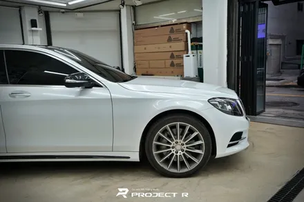 부천 벤츠 S클래스 S350d 전체랩핑, 비닐프로그 유광 화이트펄 재시공, 프로젝트알 / 부천 원미구 상동