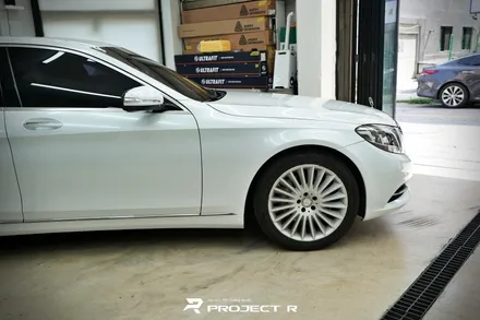벤츠 S클래스 S400 전체 랩핑 재시공, 비닐프로그 고광택 화이트펄, 부천 자동차래핑 프로젝트R / 부천 원미구 상동