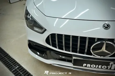 벤츠 AMG GT 4도어 에이버리 유광 화이트 전체 랩핑, 부천 자동차랩핑 프로젝트알 / 부천 원미구 상동