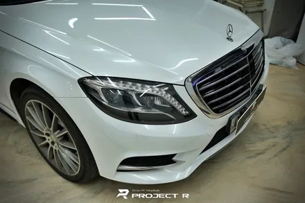 부천 벤츠 S클래스 S350d 전체랩핑, 비닐프로그 유광 화이트펄 재시공, 프로젝트알 / 부천 원미구 상동