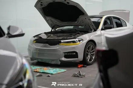 BMW 5시리즈 530i 전체 랩핑 재시공, 비닐프로그 고광택 게인스보로 그레이, 부천 프로젝트알 / 부천 원미구 상동