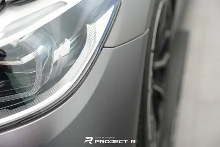 BMW 5시리즈 부분 랩핑, 앞범퍼 사고 3M 사틴 다크그레이 재시공, 부천랩핑 프로젝트알 / 부천 원미구 상동
