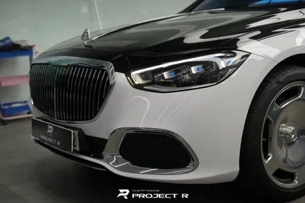 벤츠 S580 마이바흐 듀오톤 투톤 랩핑 비닐프로그 글로시 화이트 재시공, 부천랩핑 프로젝트알 / 부천 원미구 상동