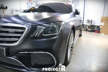벤츠 S클래스 S65 AMG 전체 랩핑, 에이버리 사틴블랙으로 스타일 바꿔주기 / 부천 원미구 상동