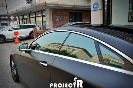 벤츠 E클래스 열차단 썬팅, E220d 쿠페 글라스틴트 선셋 윈도 틴팅 재시공 by 부천 자동차썬팅 전문점 프로젝트알 / 부천 원미구 상동