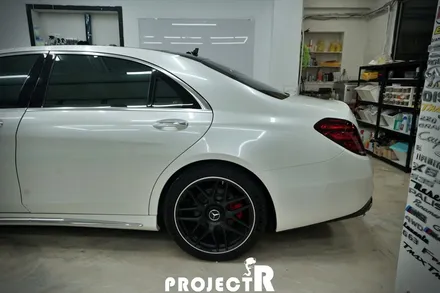 벤츠 S63 AMG 전체랩핑, 에이버리 유광 화이트펄 자동차 래핑 by 부천 상동 프로젝트알 / 부천 원미구 상동