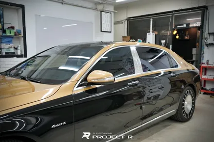 벤츠 S560 마이바흐 투톤 랩핑, 3M 유광 골드 메탈릭 시공, 부천랩핑 프로젝트알 / 부천 원미구 상동