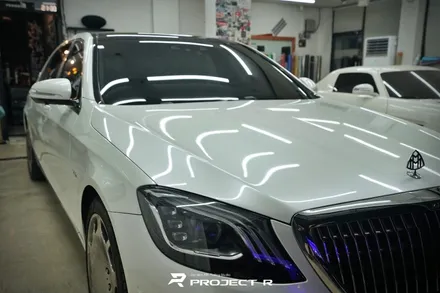 벤츠 S클래스 마이바흐 전체 랩핑, S650 에이버리 유광 화이트펄 자동차 랩핑 시공 in 프로젝트알 / 부천 원미구 상동