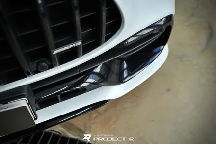벤츠 AMG GT43 사틴 화이트 전체랩핑, 블랙PPF 루프스킨 시공, 부천 상동 프로젝트R / 부천 원미구 상동