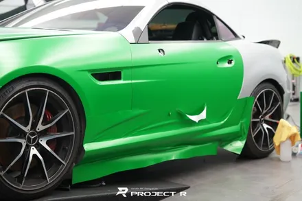 벤츠 SLK55 AMG 전체 랩핑, 오토벨벳 사틴 그린헬 시공, 부천 자동차랩핑 프로젝트R / 부천 원미구 상동