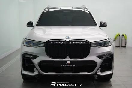 부천 랩핑, BMW X7 사고수리 후 부분 랩핑 재시공, 에이버리 사틴 실버메탈릭 / 부천 원미구 상동
