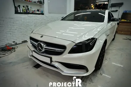 벤츠 CLS 63 AMG 루프스킨 및 사이드미러 스포일러 카본 부분 랩핑, 라이트 필름 시공기 by 프로젝트R / 부천 원미구 상동