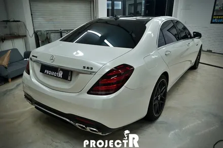 벤츠 S클래스 신형 63AMG 개조 차량 유광 화이트펄 부분 랩핑, 실내 카본 포인트 래핑 by 프로젝트알 / 부천 원미구 상동