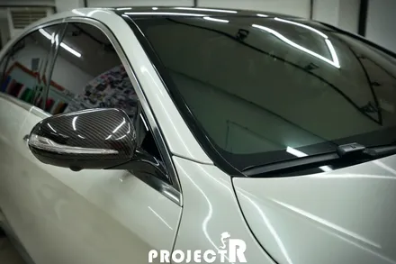 벤츠 S클래스 전체 랩핑, S63 AMG 유광 화이트 자동차 랩핑, 부천 상동 프로젝트알 / 부천 원미구 상동