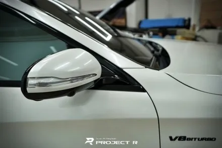 벤츠 S63 AMG 에이버리 유광 화이트펄 전체 랩핑, 부천 자동차랩핑 프로젝트알 / 부천 원미구 상동
