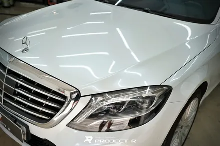 벤츠 S클래스 S400 전체 랩핑 재시공, 비닐프로그 고광택 화이트펄, 부천 자동차래핑 프로젝트R / 부천 원미구 상동
