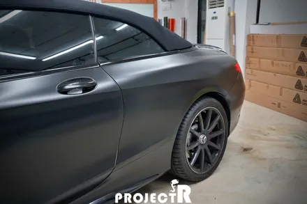 벤츠 S63 AMG 카브리올레 전체 랩핑, 에이버리 사틴블랙 자동차랩핑 / 부천 프로젝트알 / 부천 원미구 상동
