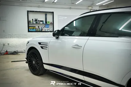 제네시스 GV80 전체 랩핑, 사틴블랙에서 에이버리 유광 화이트로 재시공, 부천랩핑 프로젝트알 / 부천 원미구 상동