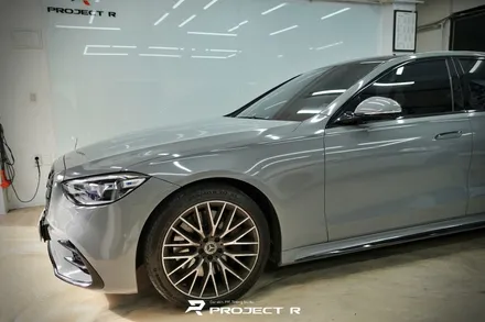 벤츠 S클래스 S400d 에이버리 락그레이 전체랩핑, 3M유광블랙 크롬 죽이기, 부천 프로젝트알 / 부천 원미구 상동