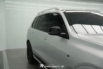 부천 랩핑, BMW X7 사고수리 후 부분 랩핑 재시공, 에이버리 사틴 실버메탈릭 / 부천 원미구 상동