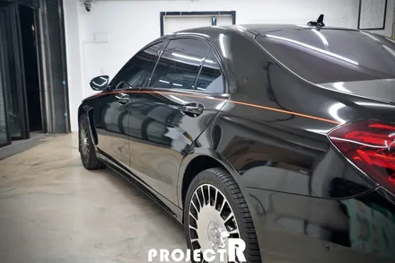 벤츠 S63 AMG 전체 랩핑, 에이버리 유광블랙 시공기, 부천 자동차 래핑 전문 프로젝트R / 부천 원미구 상동