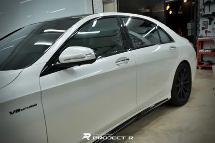 벤츠 S63 AMG 에이버리 유광 화이트펄 전체 랩핑, 부천 자동차랩핑 프로젝트알 / 부천 원미구 상동