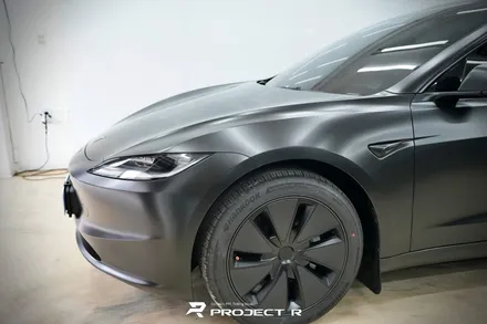 테슬라 모델3 하이랜드 전체 랩핑, 3M 사틴블랙 시공, 부천 자동차래핑 전문 프로젝트알 / 부천 원미구 상동