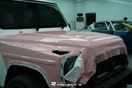 벤츠 지바겐 G63 AMG 부천 고광택 전체 랩핑, 비닐프로그 루즈 핑크 재시공 / 부천 원미구 상동