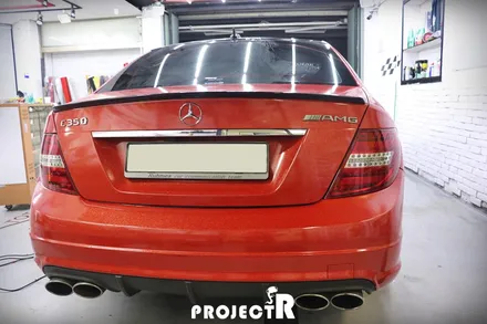 벤츠 C클래스 C350 AMG 전체 랩핑, 에이버리 다이아몬드 레드 풀랩핑 by 프로젝트R / 부천 원미구 상동