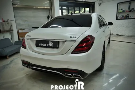 벤츠 S63 AMG 전체 랩핑, 에이버리 사틴 화이트펄 드레스업 래핑 by 프로젝트알 / 부천 원미구 상동