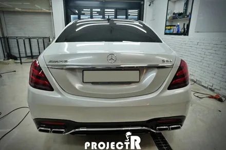 벤츠 S63 AMG 전체랩핑, 에이버리 유광 화이트펄 자동차 래핑 by 부천 상동 프로젝트알 / 부천 원미구 상동