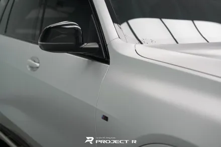 부천 랩핑, BMW X7 사고수리 후 부분 랩핑 재시공, 에이버리 사틴 실버메탈릭 / 부천 원미구 상동