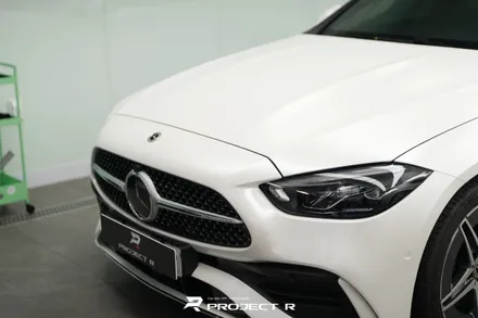 벤츠 C클래스 C200 전체 랩핑, 비닐프로그 무광 화이트펄, 부천랩핑 전문 프로젝트알 / 부천 원미구 상동