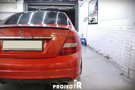 벤츠 C클래스 C350 AMG 전체 랩핑, 에이버리 다이아몬드 레드 풀랩핑 by 프로젝트R / 부천 원미구 상동