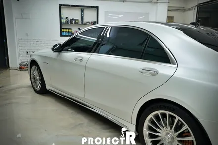 벤츠 S클래스 전체 랩핑, S65 AMG 에이버리 사틴 화이트펄 자동차 랩핑 by 부천 상동 프로젝트알 / 부천 원미구 상동