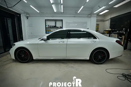벤츠 S63 AMG 전체랩핑, 에이버리 유광 화이트펄 자동차 래핑 by 부천 상동 프로젝트알 / 부천 원미구 상동