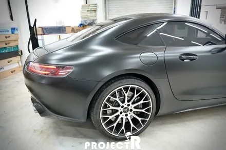 벤츠 AMG GT 전체 랩핑, 에이버리 사틴블랙 자동차 래핑, 부천랩핑 프로젝트알 / 부천 원미구 상동