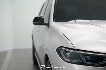 부천 랩핑, BMW X7 사고수리 후 부분 랩핑 재시공, 에이버리 사틴 실버메탈릭 / 부천 원미구 상동