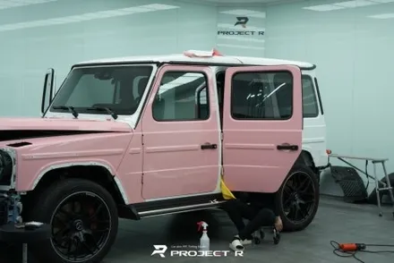 벤츠 지바겐 G63 AMG 부천 고광택 전체 랩핑, 비닐프로그 루즈 핑크 재시공 / 부천 원미구 상동