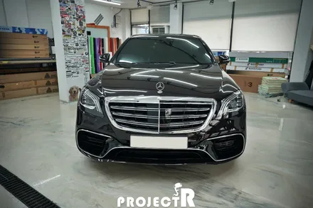 벤츠 S63 AMG 전체 랩핑, 에이버리 사틴 화이트펄 드레스업 래핑 by 프로젝트알 / 부천 원미구 상동