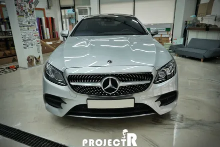 벤츠 E클래스 열차단 썬팅, E220d 쿠페 글라스틴트 선셋 윈도 틴팅 재시공 by 부천 자동차썬팅 전문점 프로젝트알 / 부천 원미구 상동