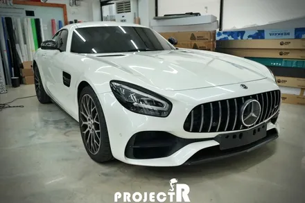 벤츠 AMG GT 전체 랩핑, 에이버리 사틴블랙 자동차 래핑, 부천랩핑 프로젝트알 / 부천 원미구 상동